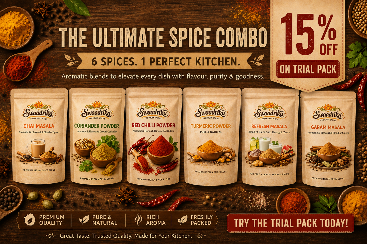 Trial Combo Pack - 6 Premium Spices